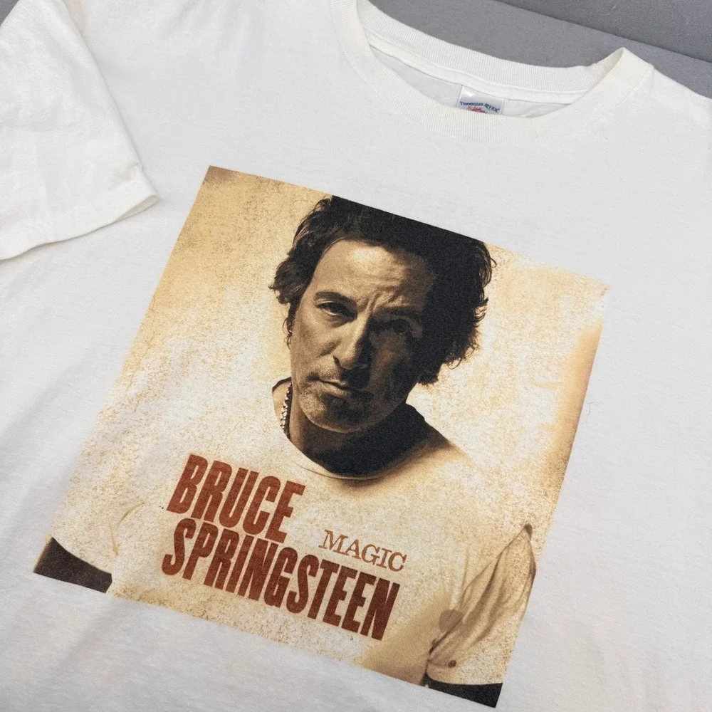 Bruce Springsteen‎ Magic Album Tour T-Shirt Mens 2XL White Graphic Tee Tracklist